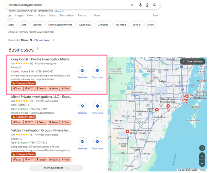 Grey Ghost #1 Google Map Pack Miami