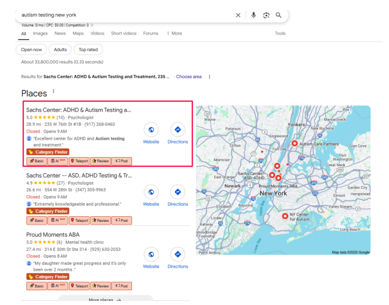 #1 Google Maps Ranking Sachs Center New York