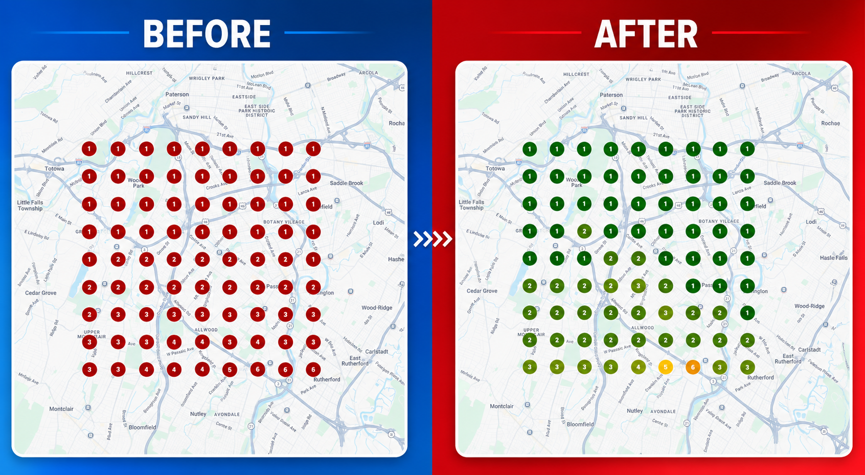 American Way Plumbing & Heating Cooling — Google Maps ranking before and after